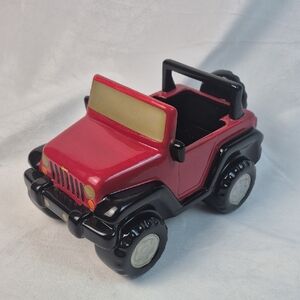 Teleflora Gift Red Jeep Wrangler Ceramic Planter - Used